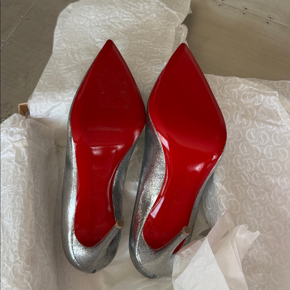Christian Louboutin Kate 100mm antique silver manoir stiletto sz 39.5 - Picture 9 of 12
